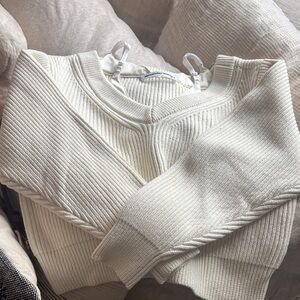 Alexander Wang Cream V-Neck Sweater